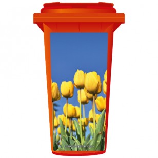 Yellow Flowers About To Bloom Wheelie Bin Sticker Panel